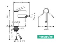 MEDIDAS MONOMANDO BIDE FINORIS HANSGROHE